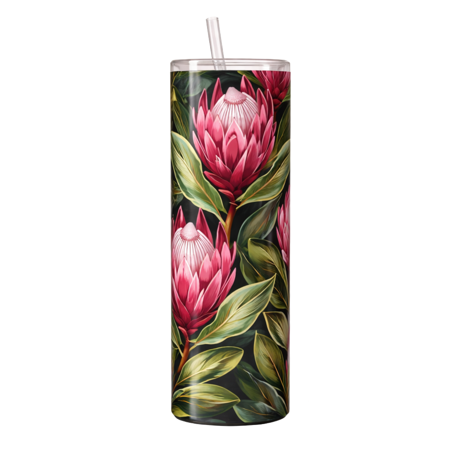 Bold Protea Floral Wrap 20oz Skinny Tumbler