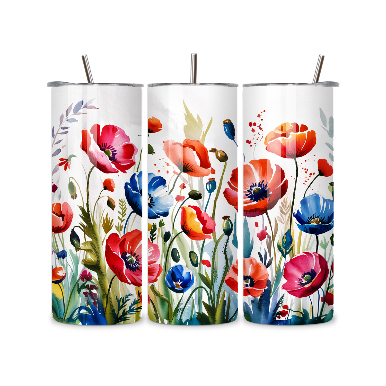 Watercolor Wildflower Garden 20oz Skinny Tumbler