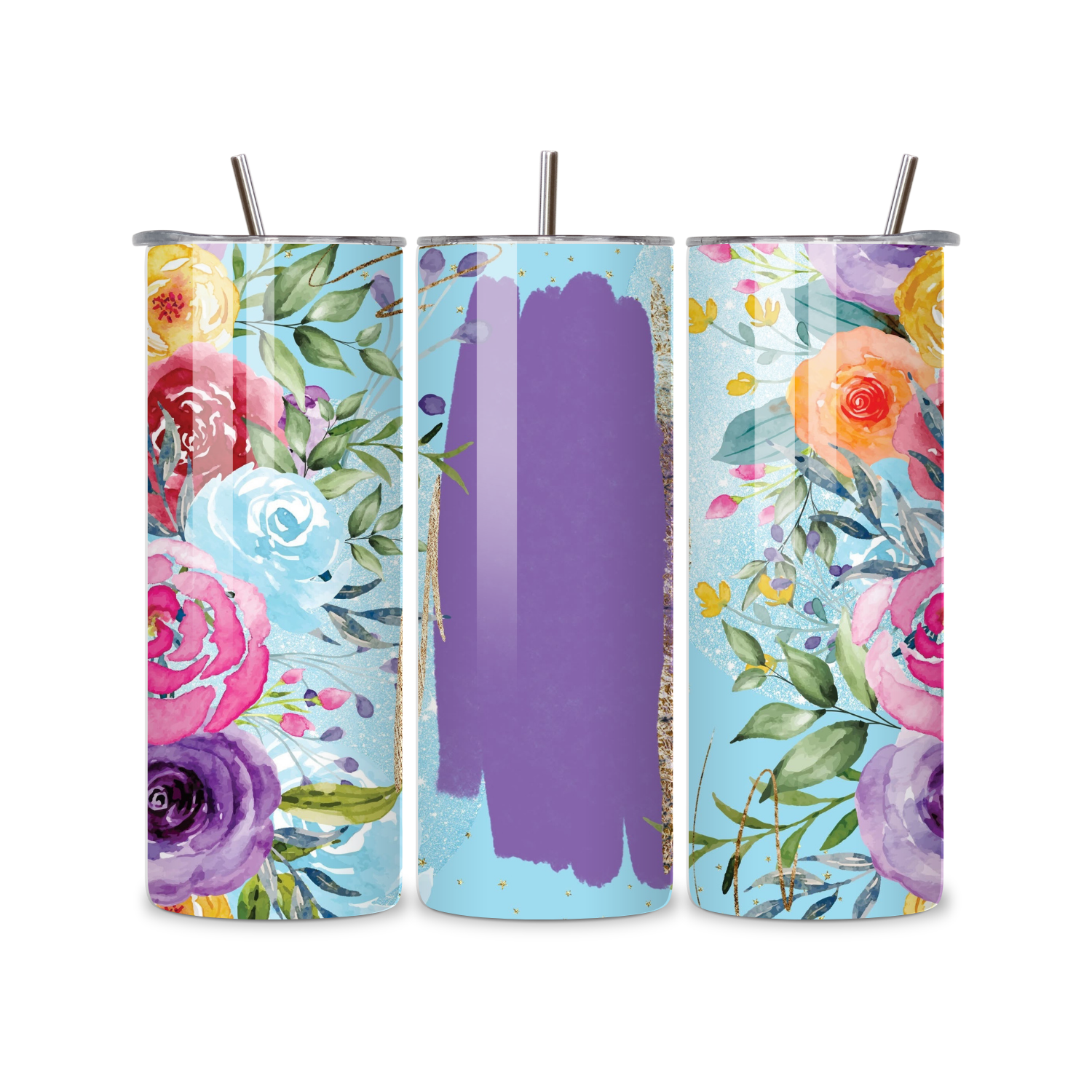 Aqua Blossom Luxe 20oz Skinny Stainless Steel Insulated Tumbler
