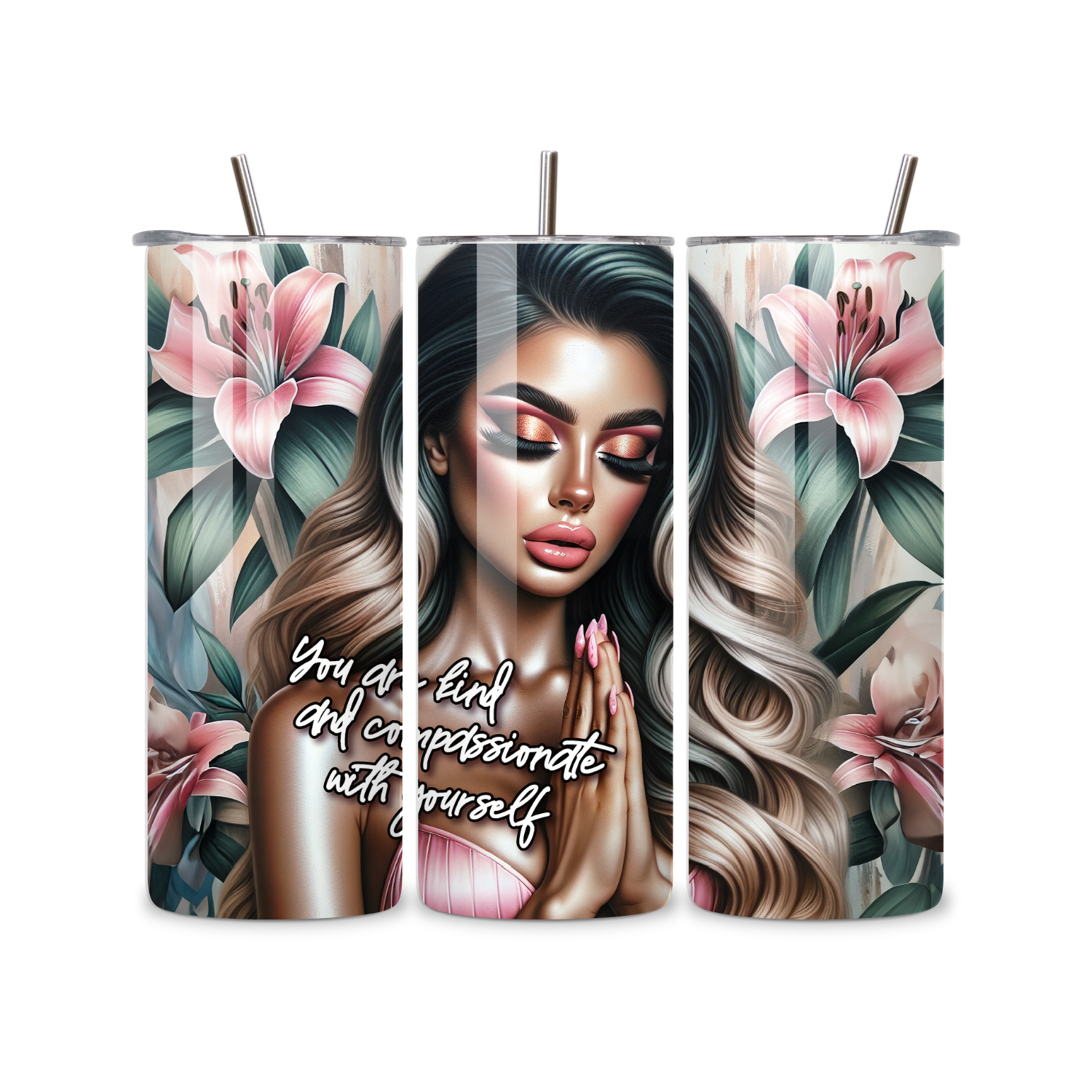 Soft Glam Floral Affirmation 20oz Skinny Tumbler