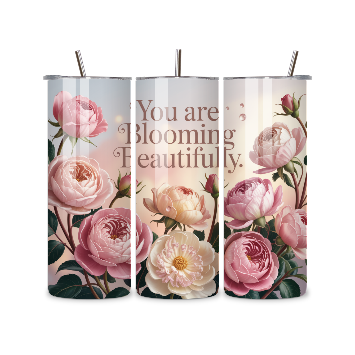 Blooming Beautiful Affirmation 20oz Skinny Tumbler