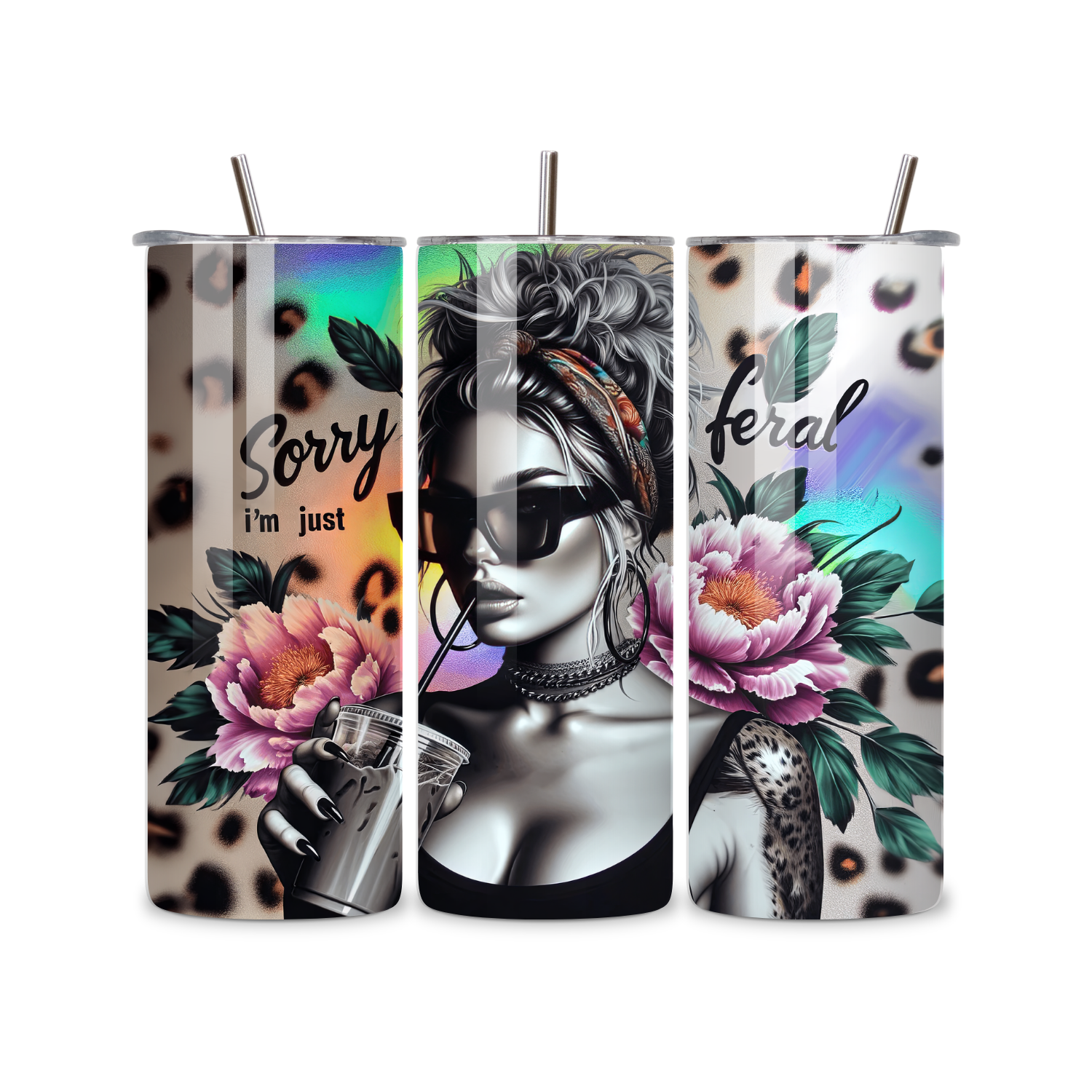 Feral chic tumblers with peonies 20 Oz Skinny Tumbler