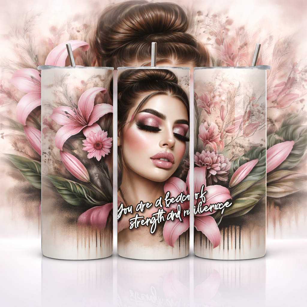 You Are a Beacon of Strength and Resilience Floral Woman 20oz Skinny Tumbler