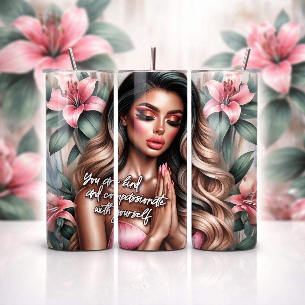 Soft Glam Floral Affirmation 20oz Skinny Tumbler