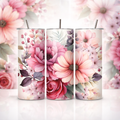 Blush Pink Floral 20oz Skinny Tumbler – Soft Peony & Rose Botanical
