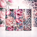 Peony & Leopard Print 20oz Skinny Tumbler