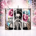 Sorry I’m Just Feral 20oz Skinny Tumbler – Leopard Print, Pink Peonies & Edgy Glam