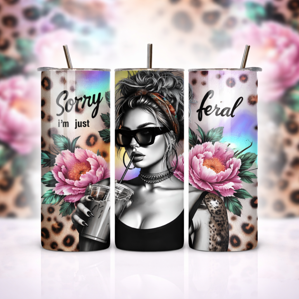 Feral chic tumblers with peonies 20 Oz Skinny Tumbler