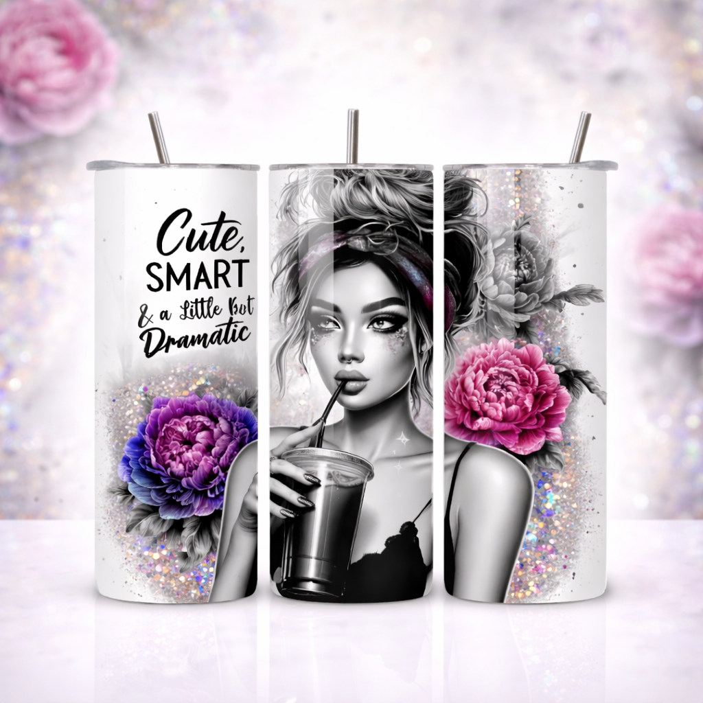 Cute, Smart & A Little Bit Dramatic 20oz Skinny Tumbler