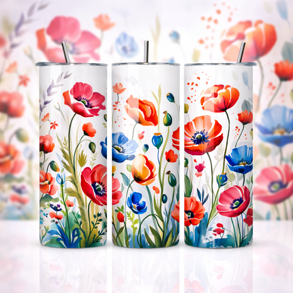 Watercolor Wildflower Garden 20oz Skinny Tumbler
