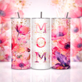 Pink Watercolor Floral MOM 20oz Skinny Tumbler