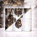 Rustic Camo Deer Head 20oz Skinny Tumbler