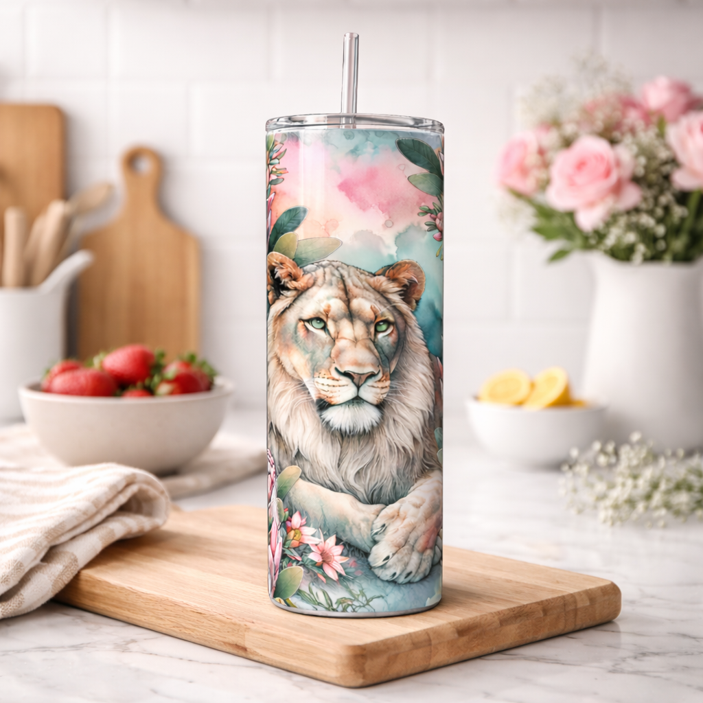 Lion & Protea Floral 20oz Skinny Tumbler