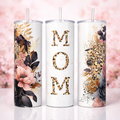 Mom Leopard Floral 20oz Skinny Tumbler – Stainless Steel Insulated Cup with Straw